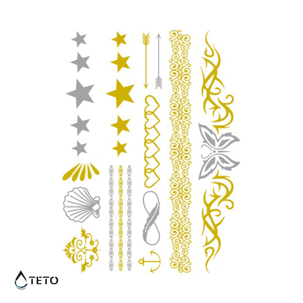 Armbänder und Motive - Set – Typ M - TETO Temporäre Tattoos