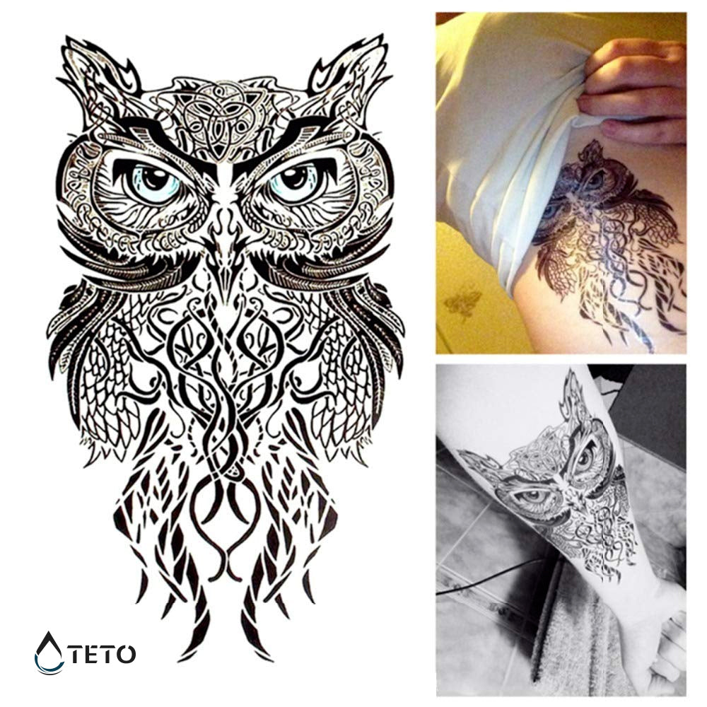 Blaue Augeneule - TETO Temporäre Tattoos