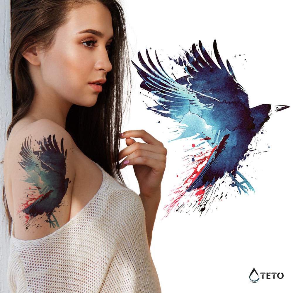Vogel in Aquarell - TETO Temporäre Tattoos