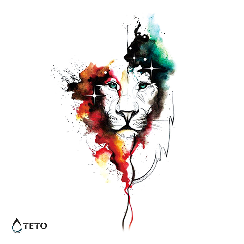 Löwe in Aquarell - TETO Temporäre Tattoos