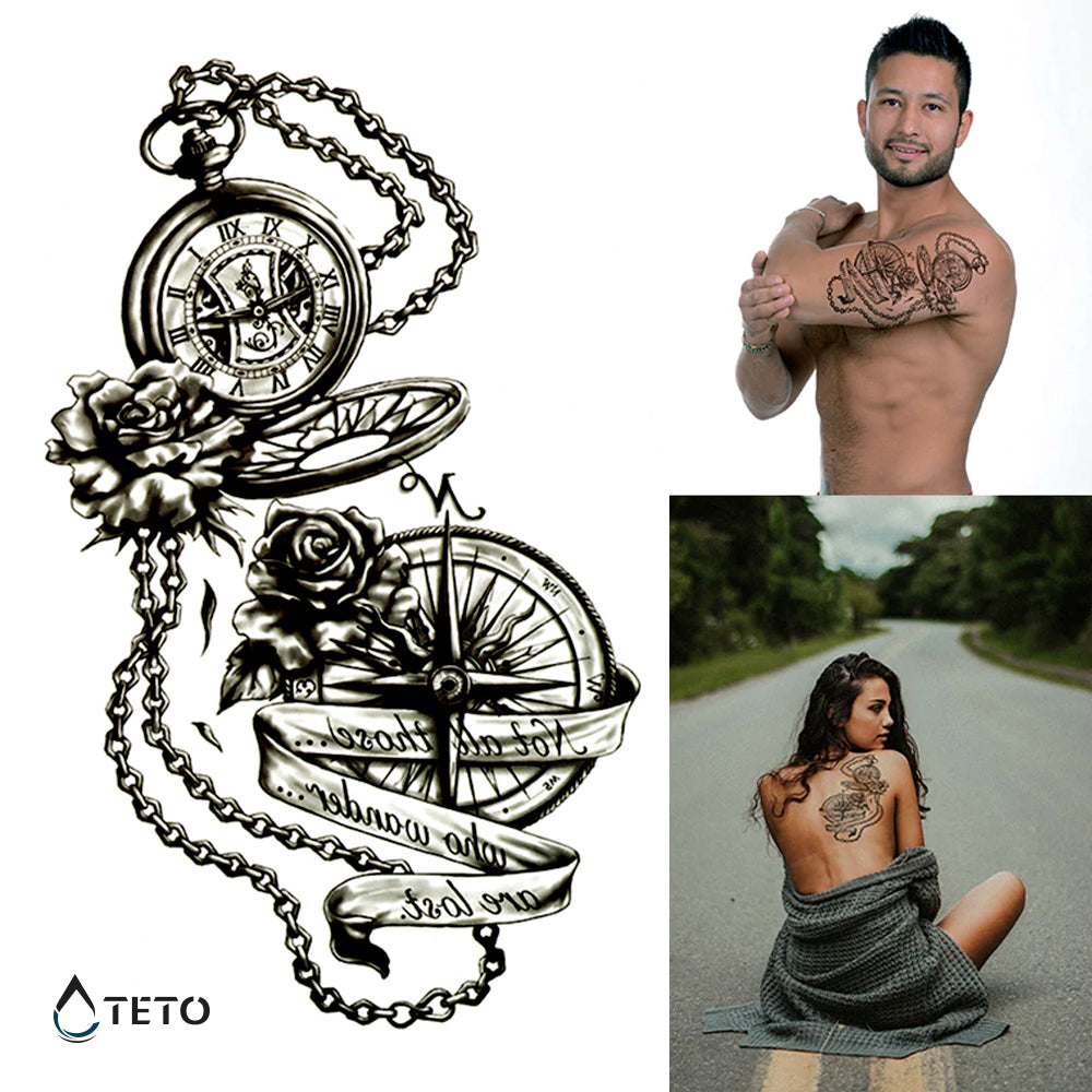 Kompass und Uhr - TETO Temporäre Tattoos