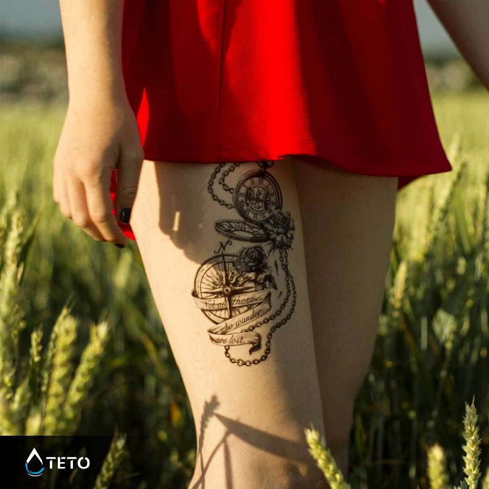 Kompass und Uhr - TETO Temporäre Tattoos