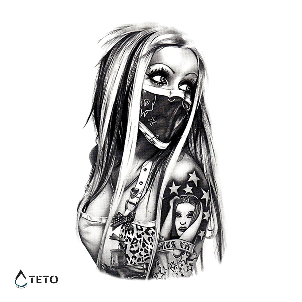 Porträt einer Punkfrau - TETO Temporäre Tattoos