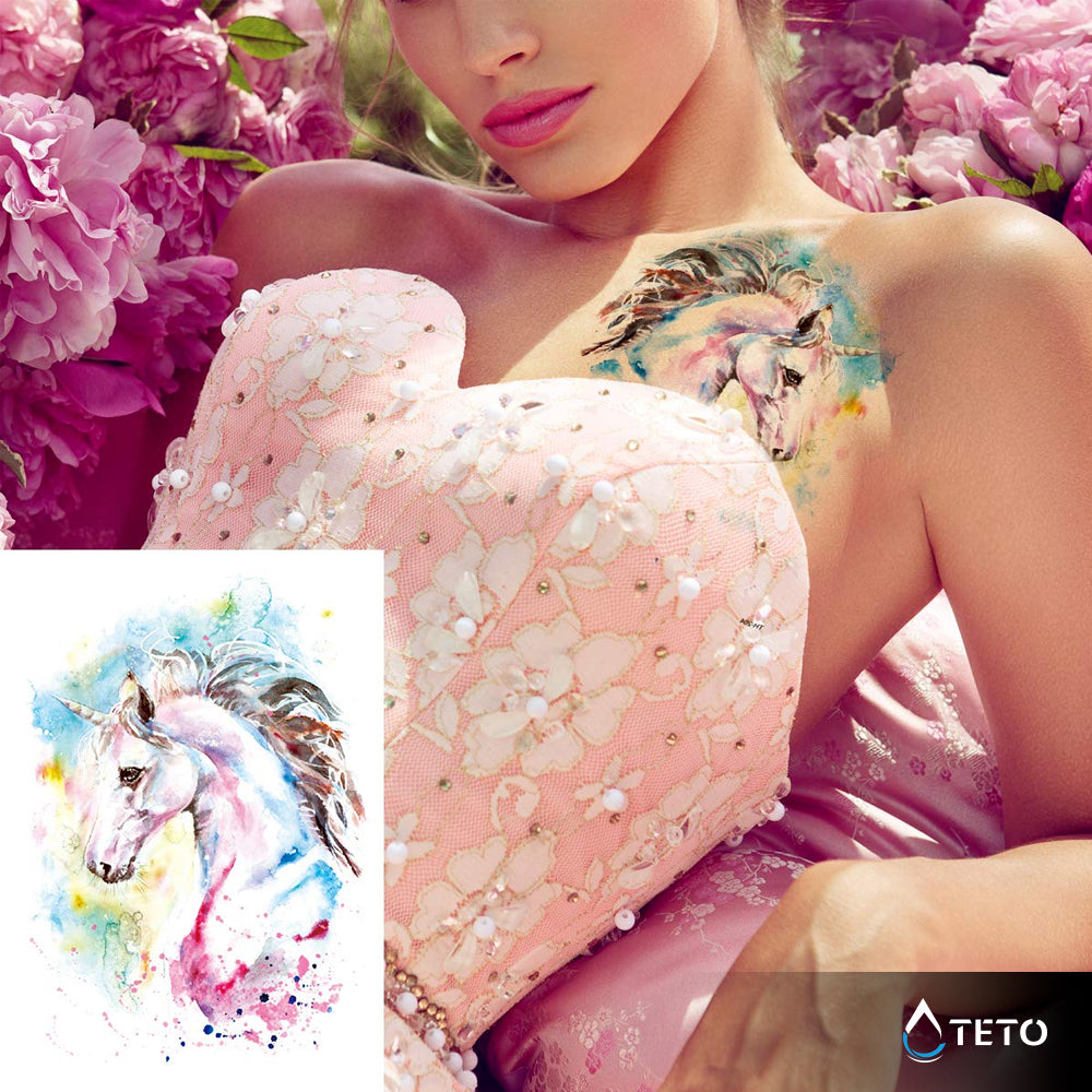 Romantisches Einhorn - TETO Temporäre Tattoos