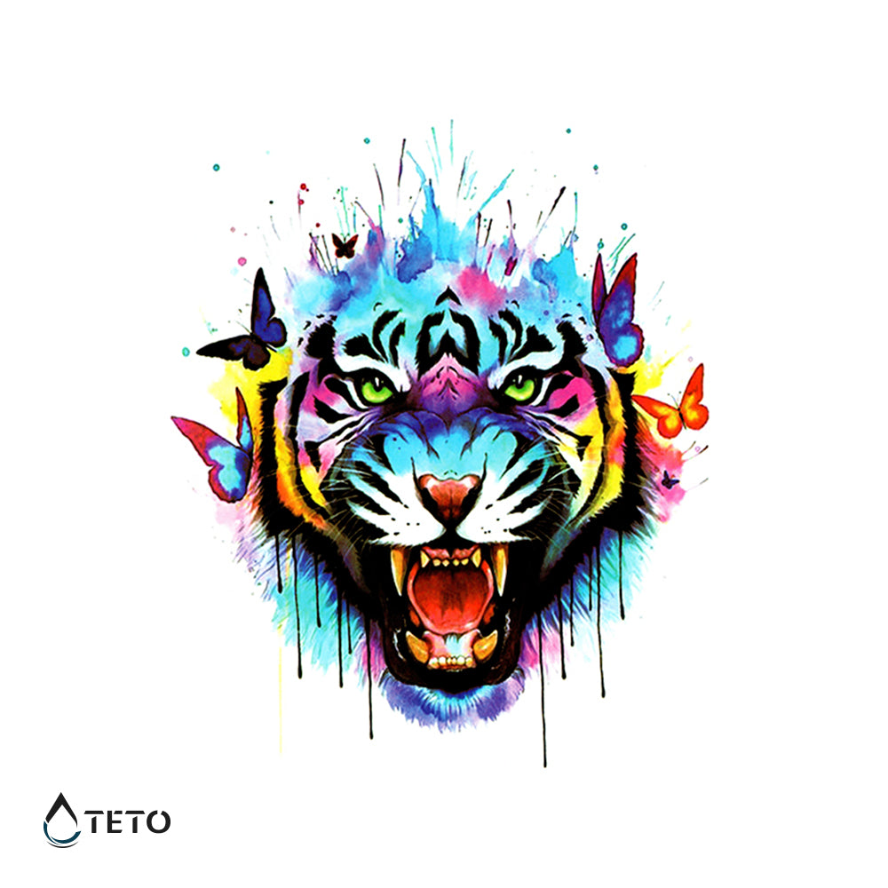 Tiger mit Schmetterlingen - TETO Temporäre Tattoos