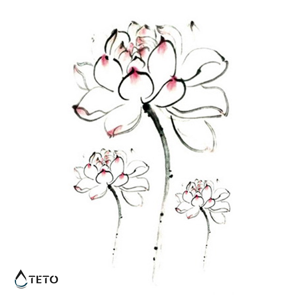 Weiße Blumen - Set - TETO Temporäre Tattoos