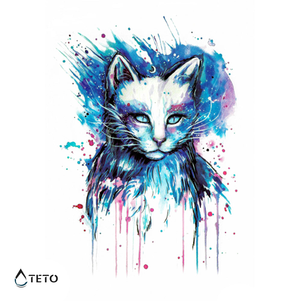 Bunte Katze - TETO Temporäre Tattoos