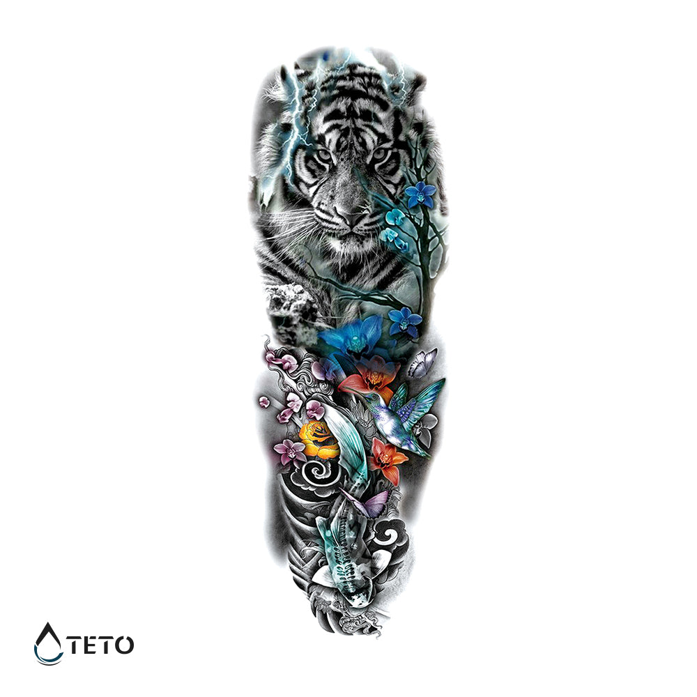Tiger mit Natur - TETO Temporäre Tattoos