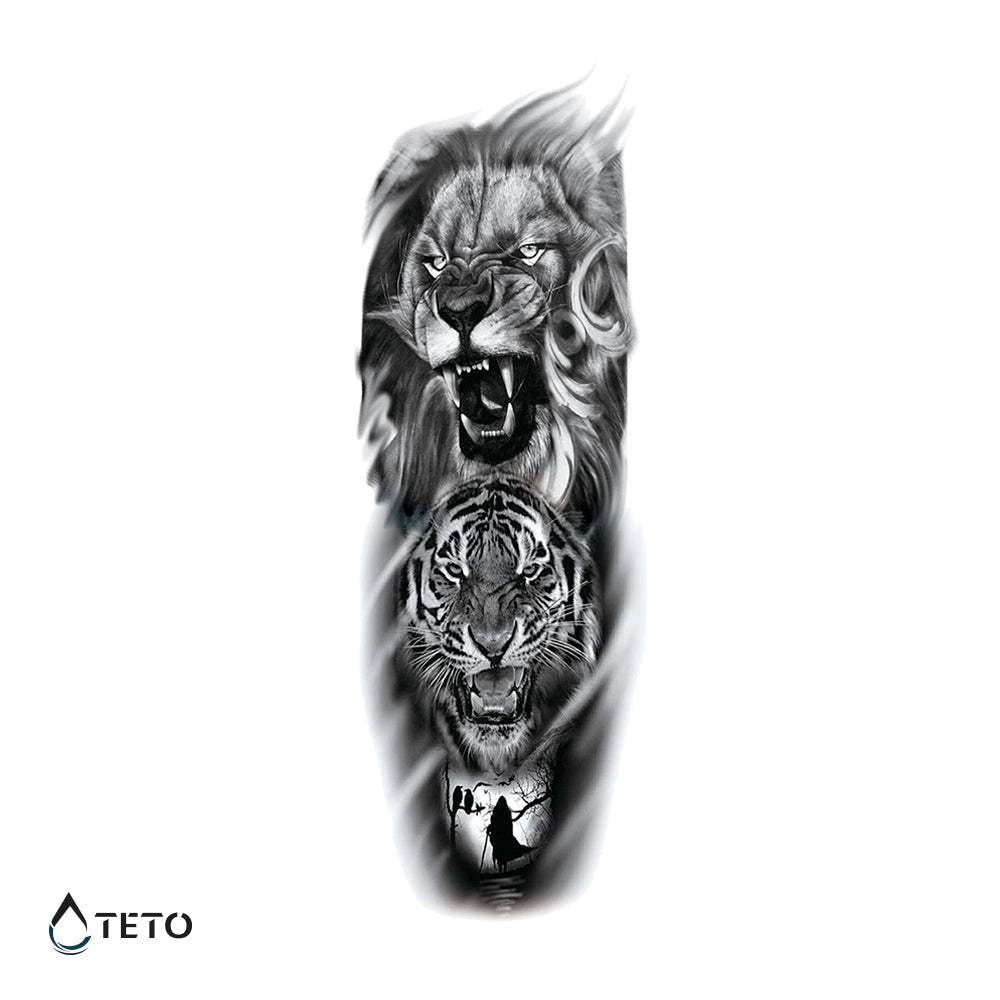 Löwe und Tiger - TETO Temporäre Tattoos