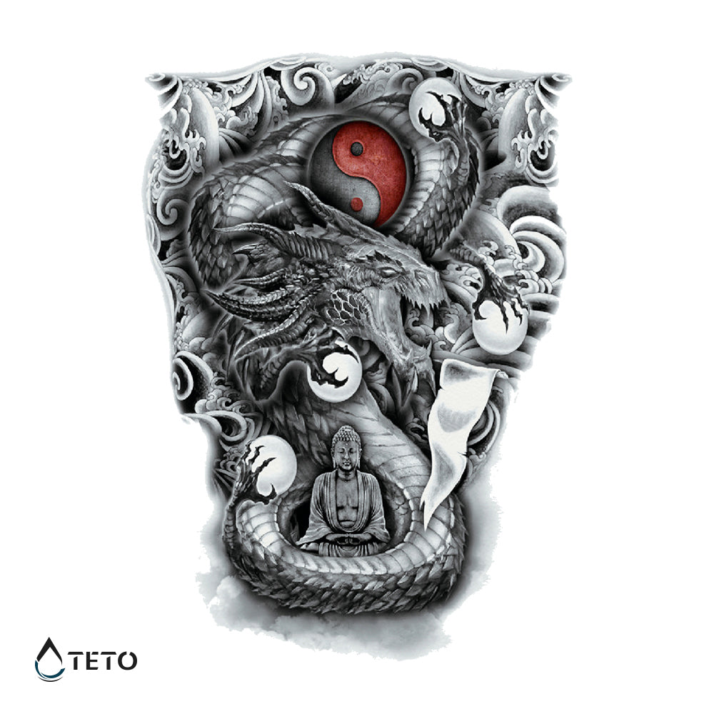 Yin-Yang-Schlange - TETO Temporäre Tattoos
