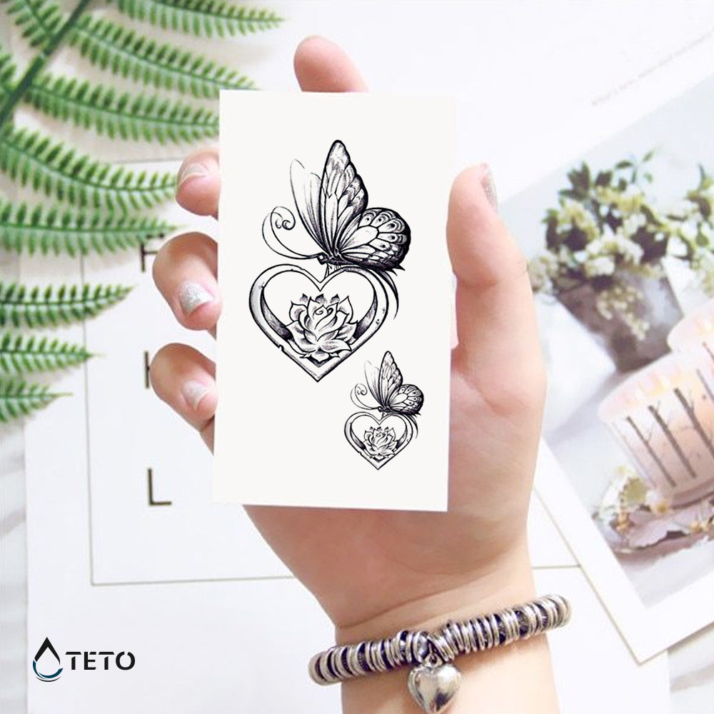 Schmetterling in einem Herzen - Set - TETO Temporäre Tattoos