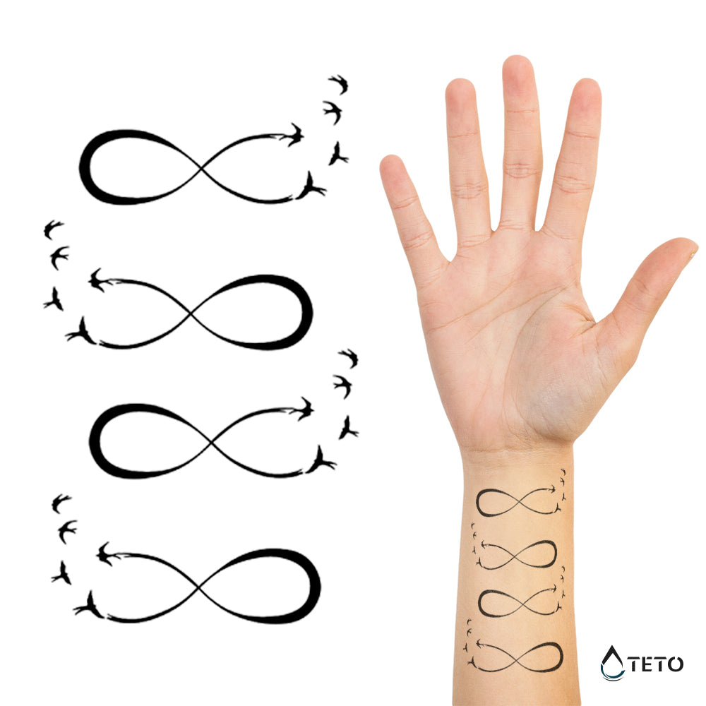 Unendlich mit Vögeln - Set - TETO Temporäre Tattoos