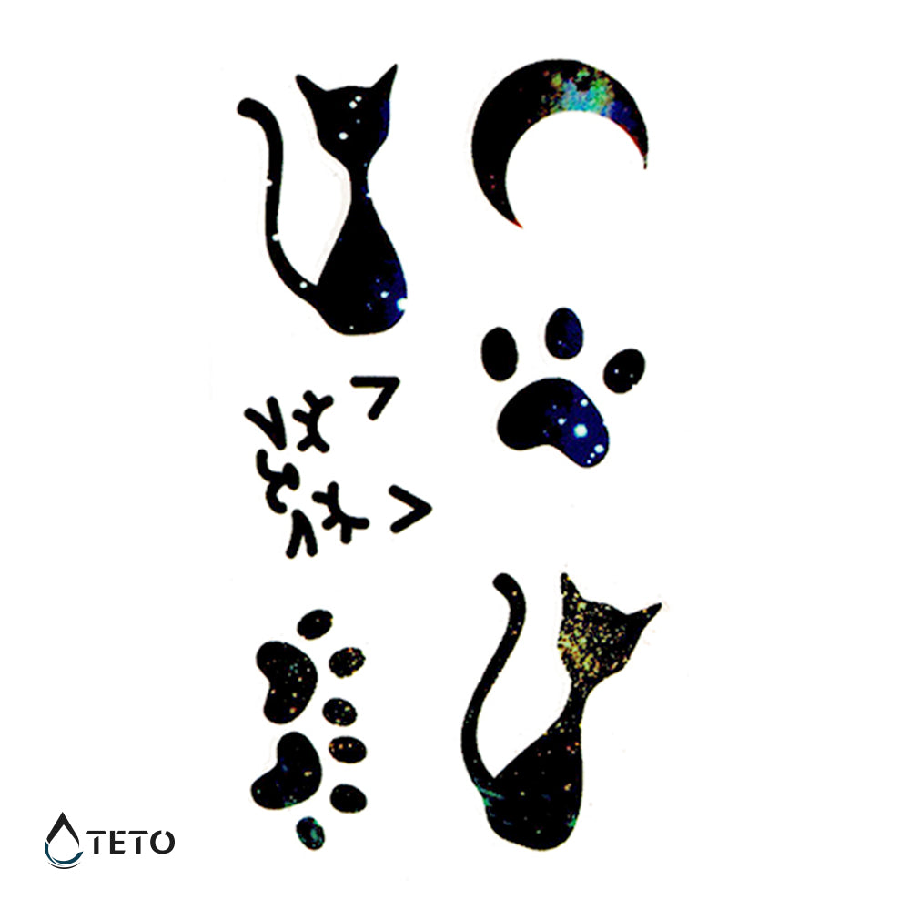 Katzen und Pfoten - Set - TETO Temporäre Tattoos