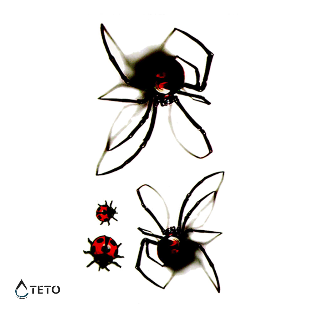 3D-Spinnen – Set – Typ A - TETO Temporäre Tattoos
