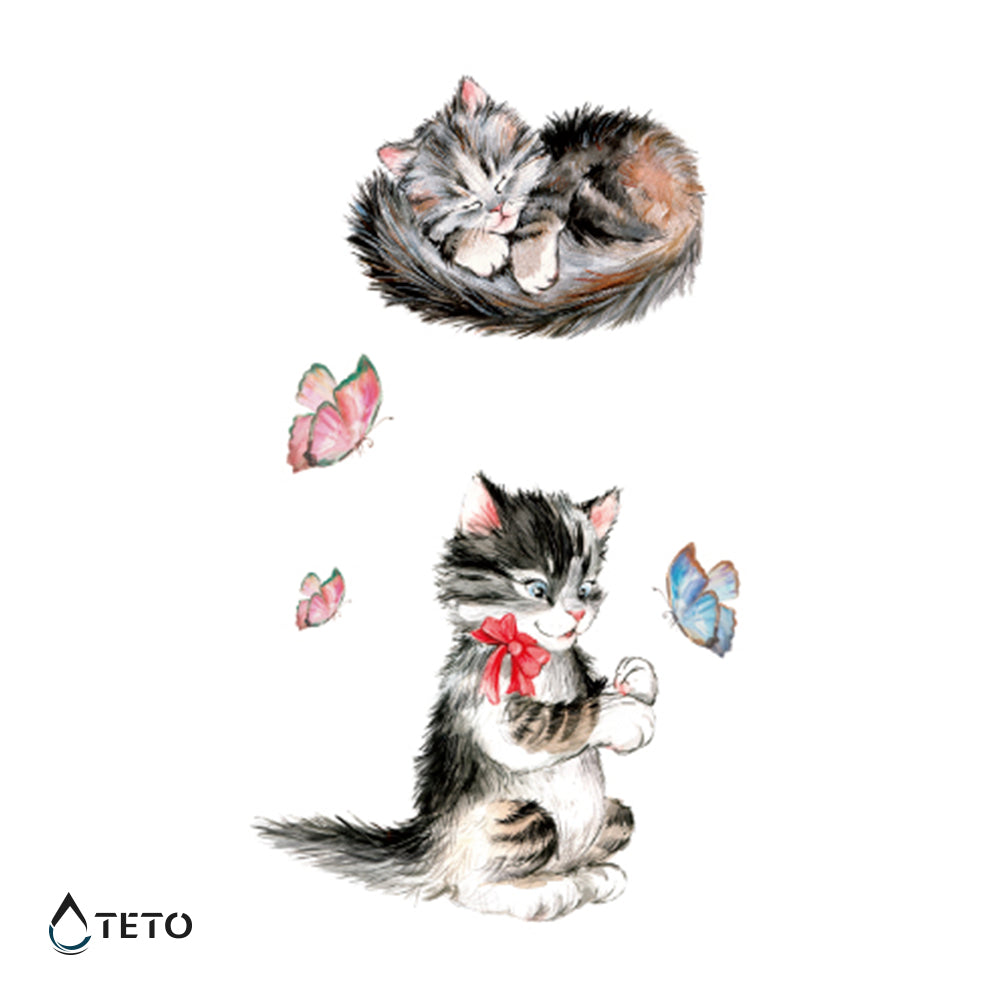 Flauschige Katzen - Set - TETO Temporäre Tattoos