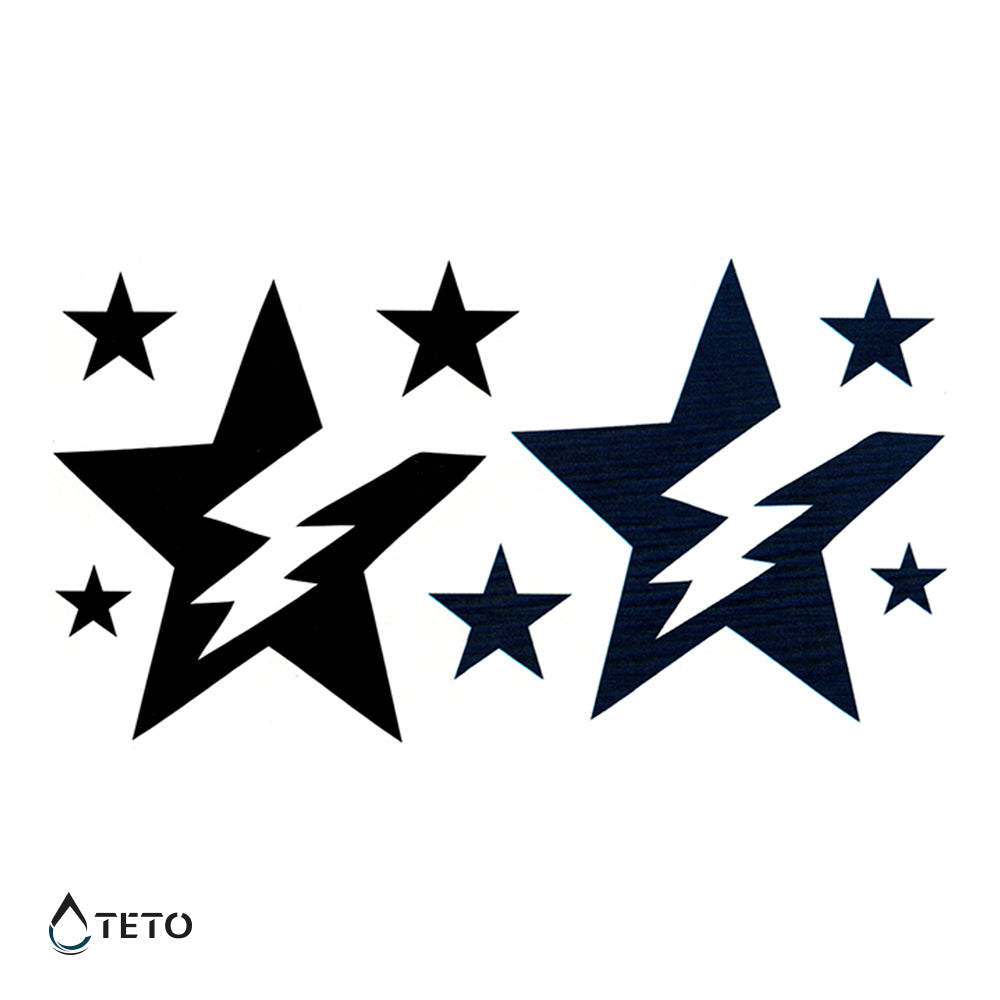 Sterne mit Blitzen - Set - TETO Temporäre Tattoos