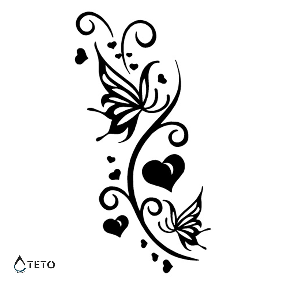 Schmetterlinge mit Herzen - TETO Temporäre Tattoos