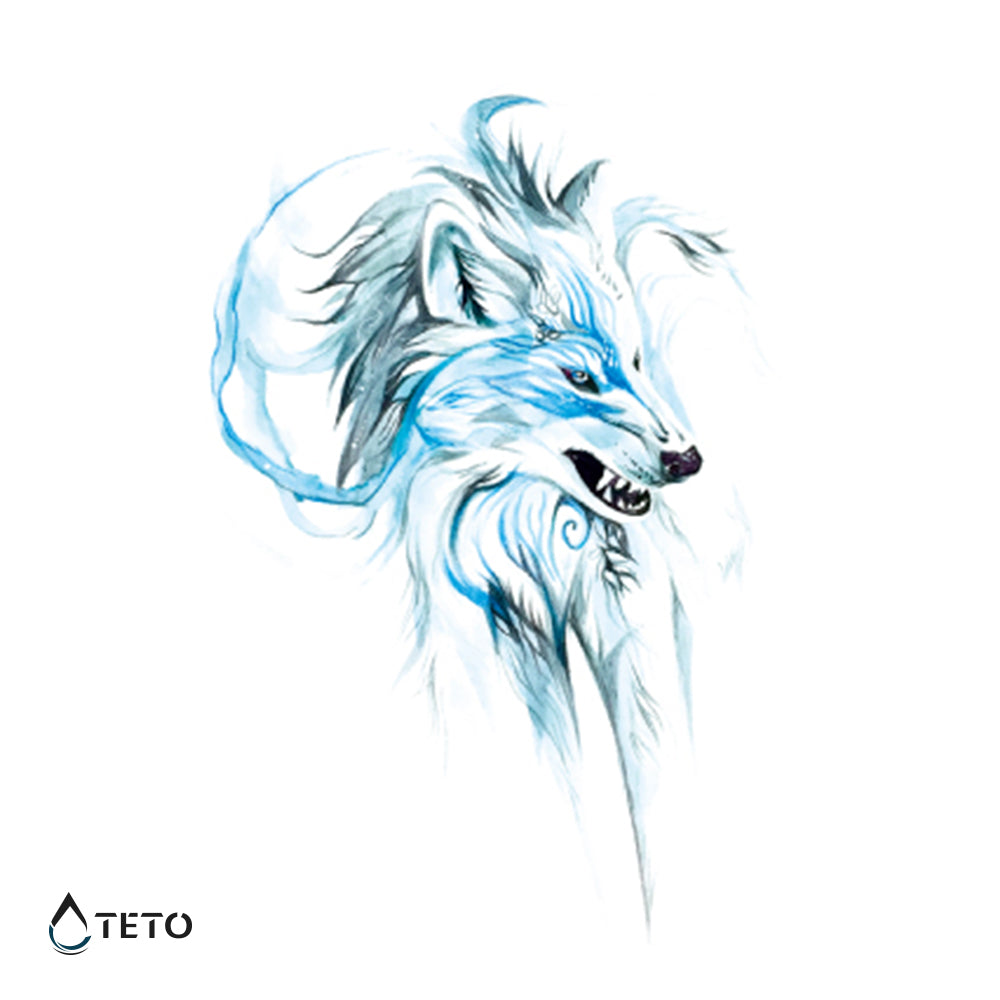 Weißer Wolf - TETO Temporäre Tattoos