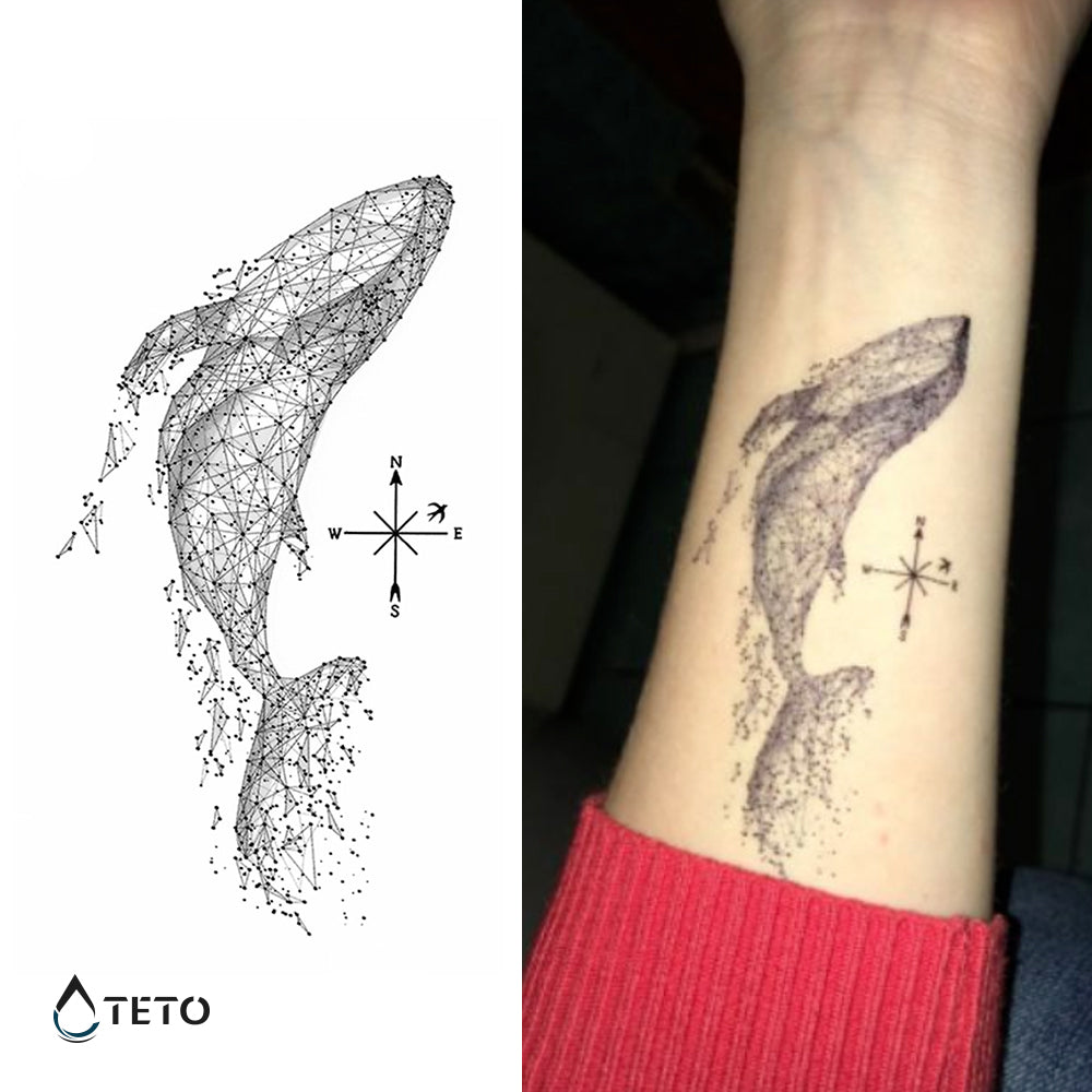 Wal und Kompass - TETO Temporäre Tattoos
