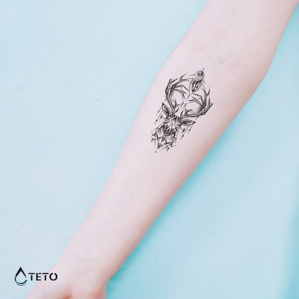 Geometrischer Hirsch - TETO Temporäre Tattoos