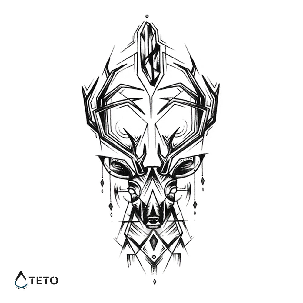 Geometrischer Hirsch - TETO Temporäre Tattoos