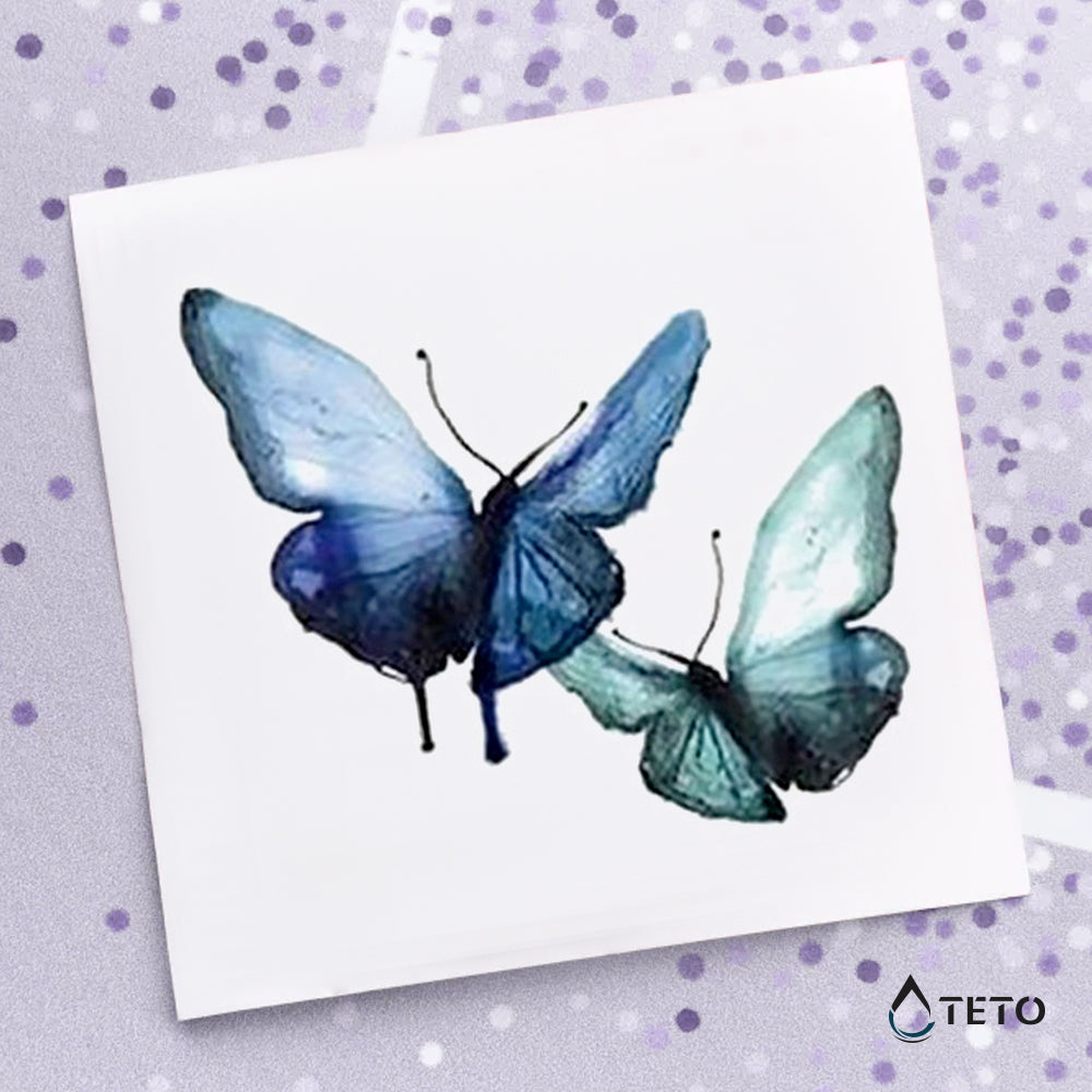 Blaue Schmetterlinge - TETO Temporäre Tattoos