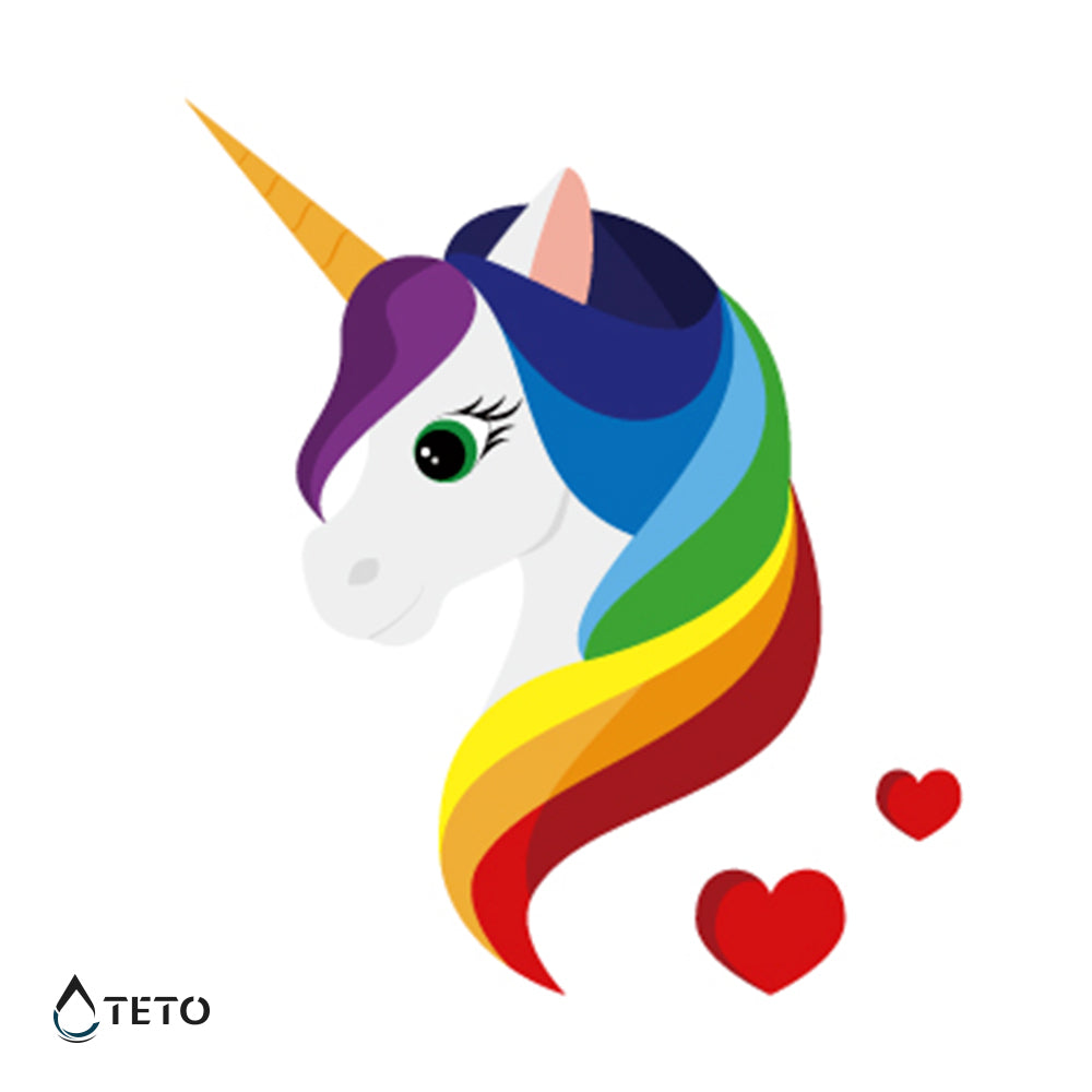 Regenbogen-Einhorn - TETO Temporäre Tattoos