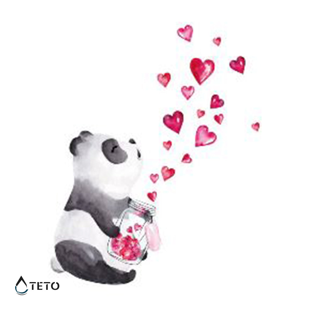 Panda mit Herzen - TETO Temporäre Tattoos