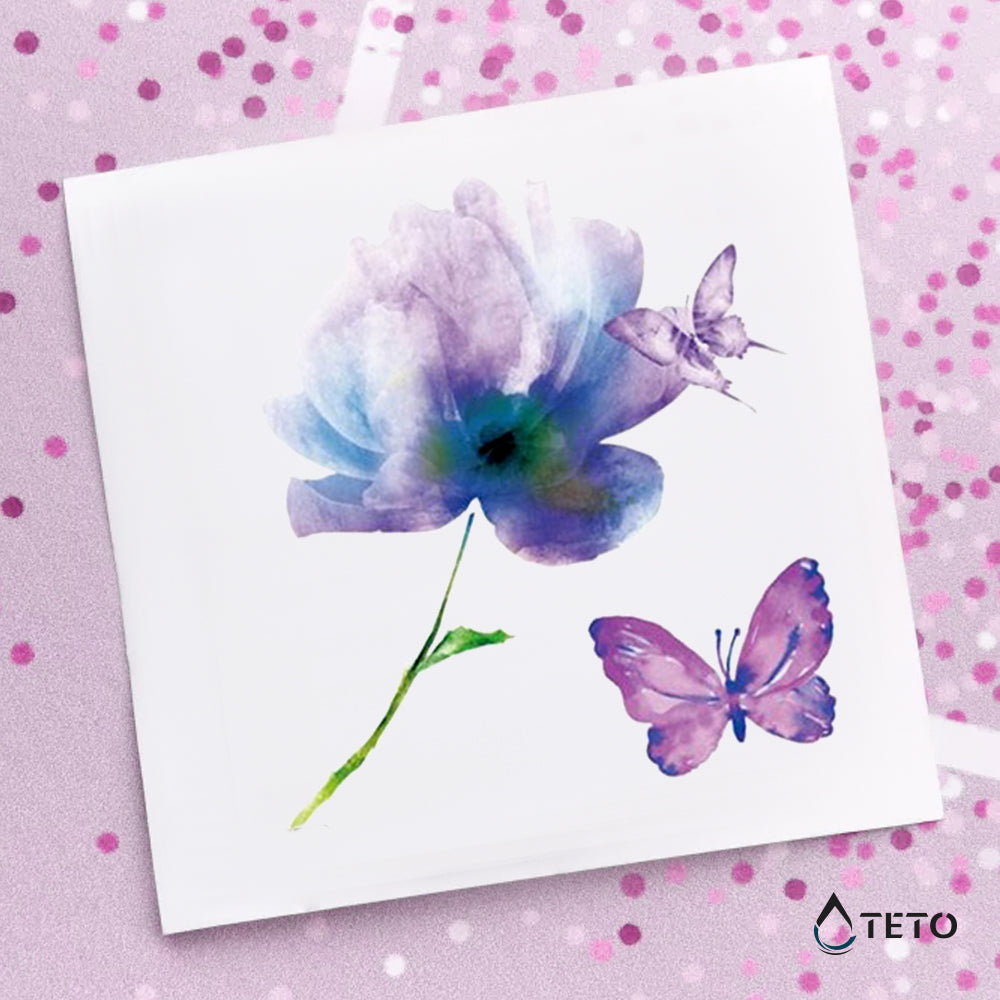 Blume und Schmetterling - Set - TETO Temporäre Tattoos