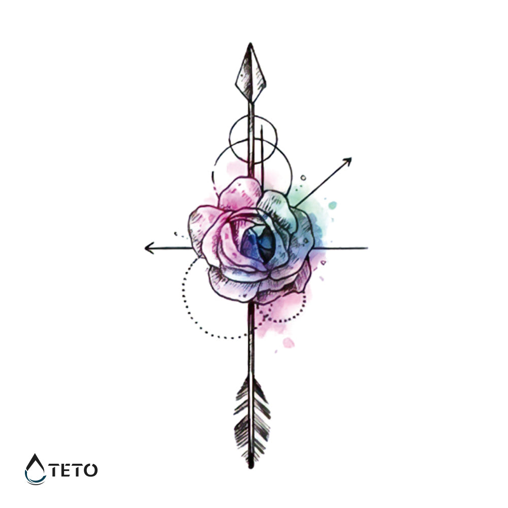 Pfeil mit Blume - TETO Temporäre Tattoos