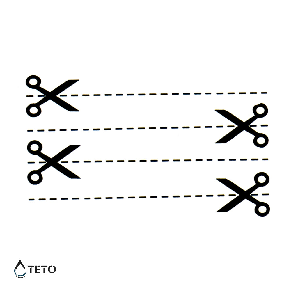 Hier schneiden - Set - TETO Temporäre Tattoos