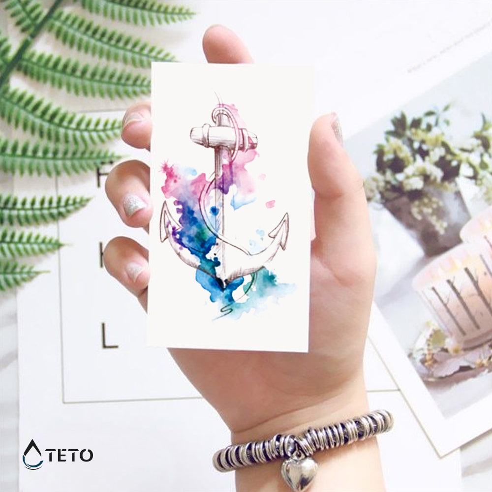 Anker in Aquarell - TETO Temporäre Tattoos