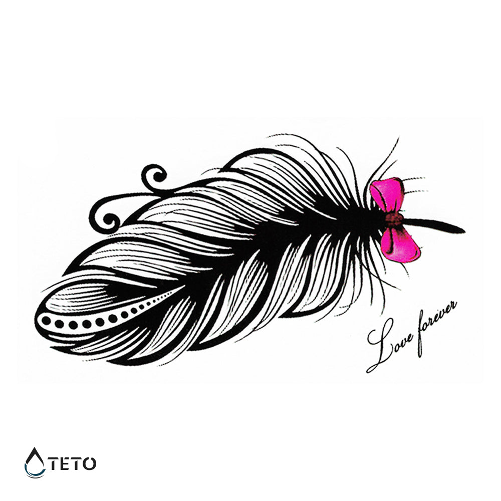 Feder mit Schleife - TETO Temporäre Tattoos