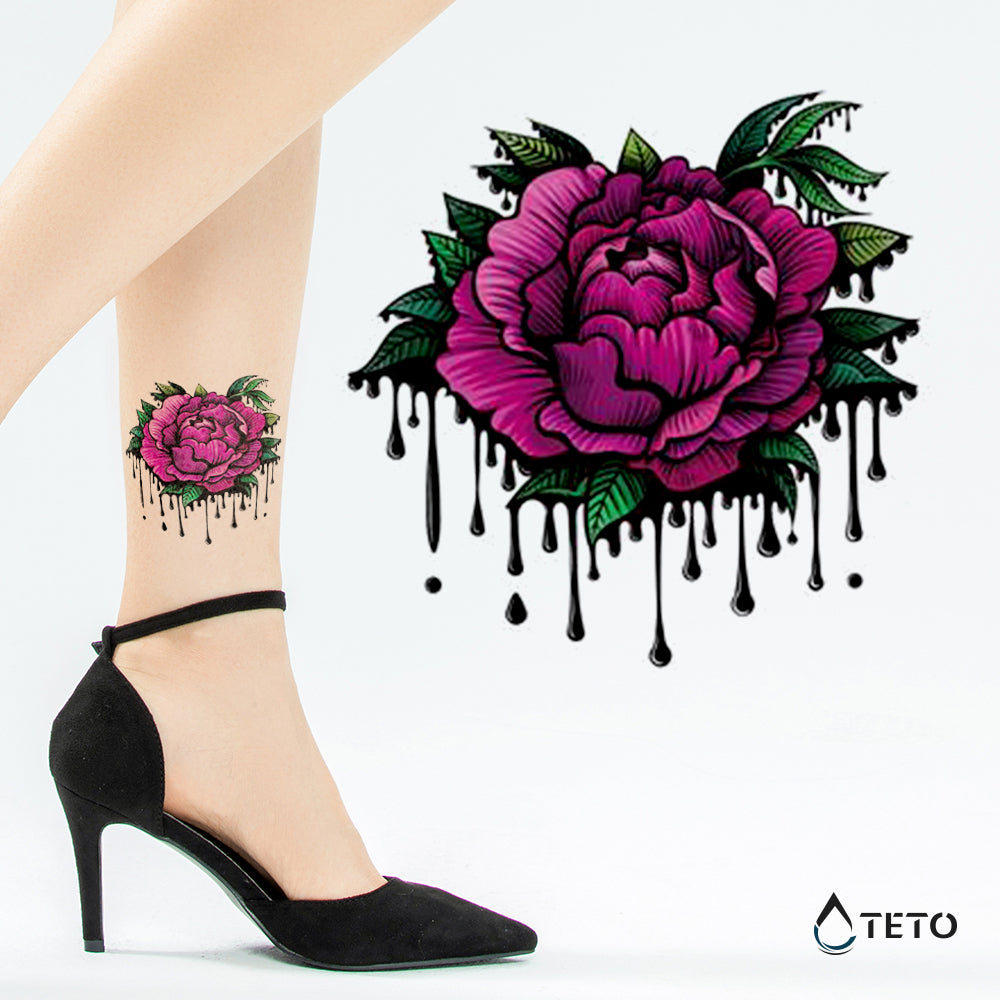Blutige Pfingstrose - TETO Temporäre Tattoos