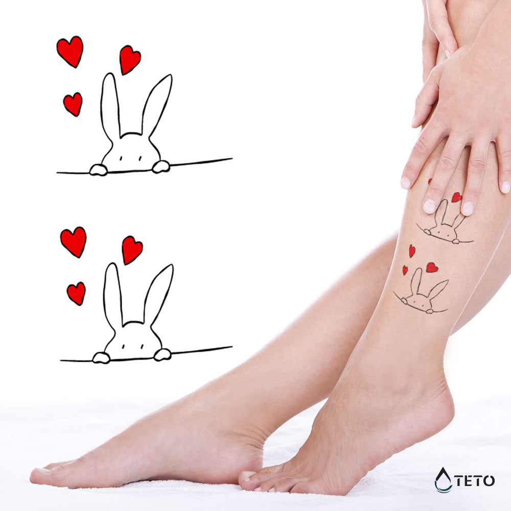 Verliebter Hase - Set - TETO Temporäre Tattoos