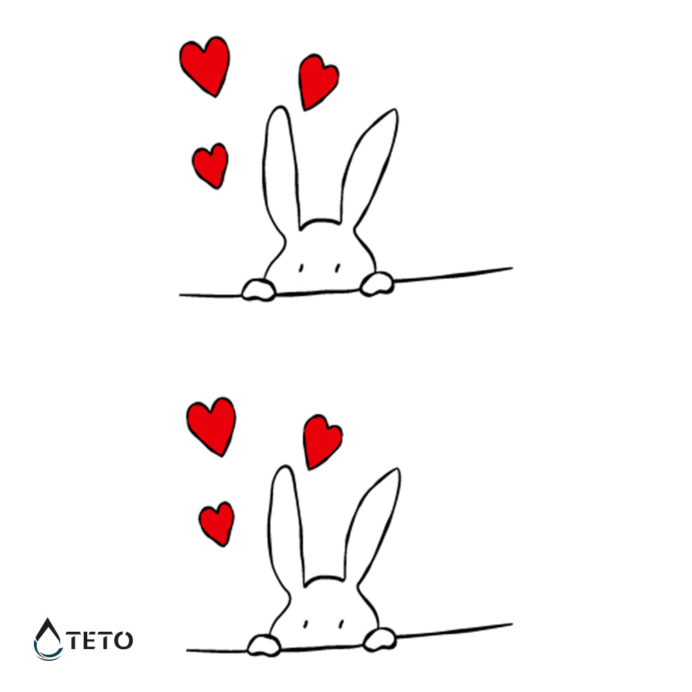 Verliebter Hase - Set - TETO Temporäre Tattoos