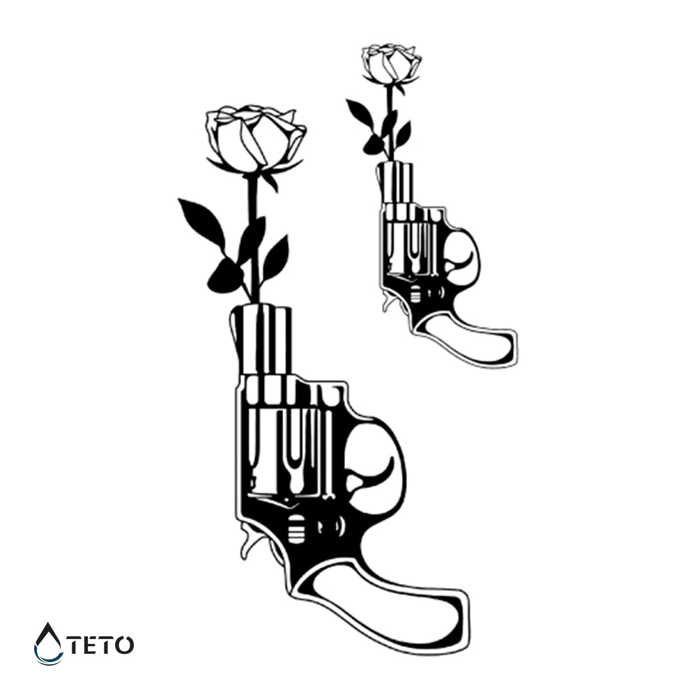 Schieße Blumen - Set - TETO Temporäre Tattoos