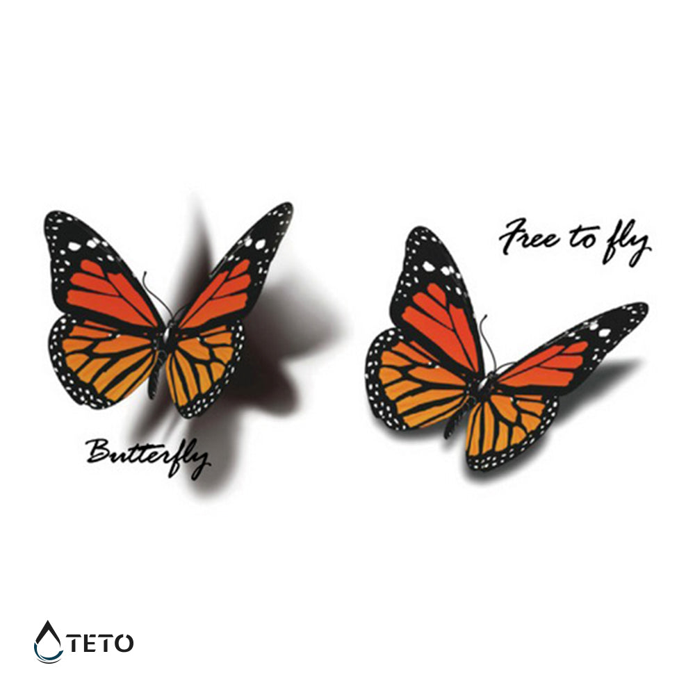 Dreidimensionale Schmetterlinge - Set - TETO Temporäre Tattoos