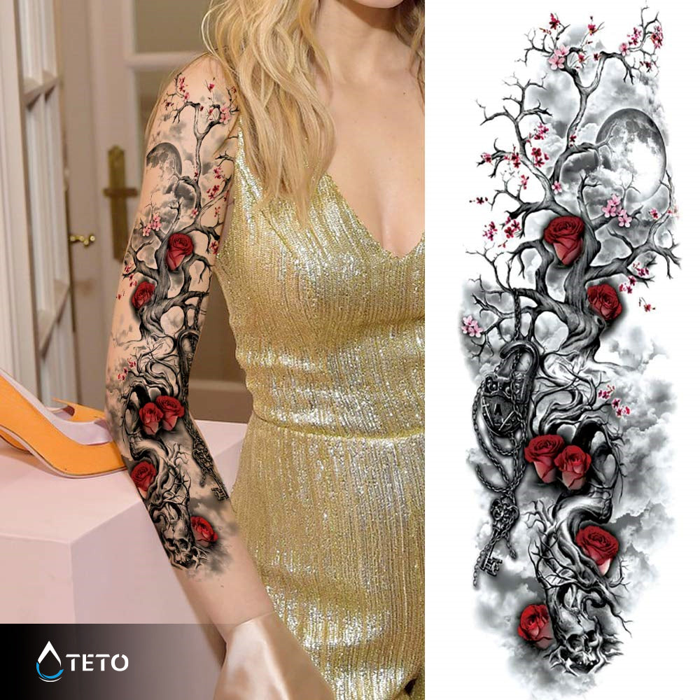 Baum mit Rosen - TETO Temporäre Tattoos