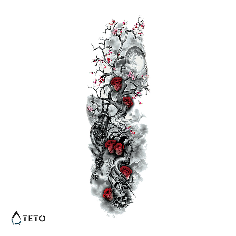 Baum mit Rosen - TETO Temporäre Tattoos