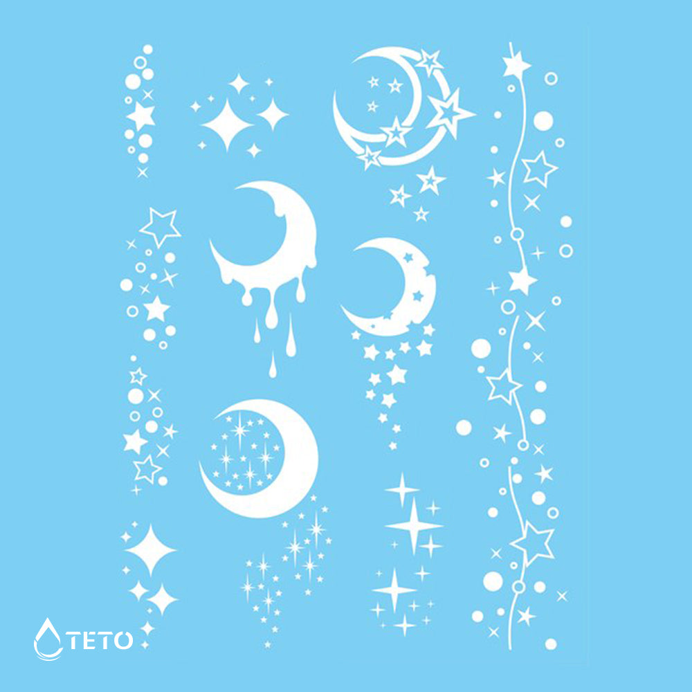 Der Mond und die Sterne - Weiße - Set - TETO Temporäre Tattoos