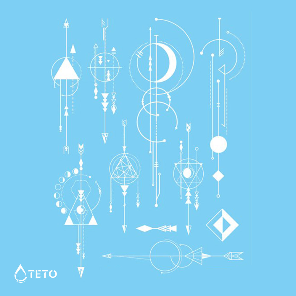 Geometrische Pfeile - Weiße - TETO Temporäre Tattoos
