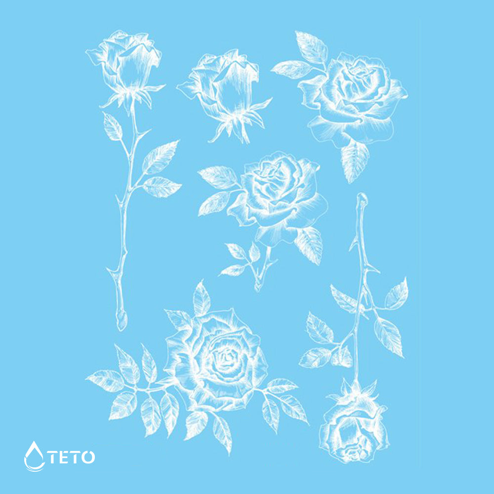 Weiße Rosen - Set - TETO Temporäre Tattoos