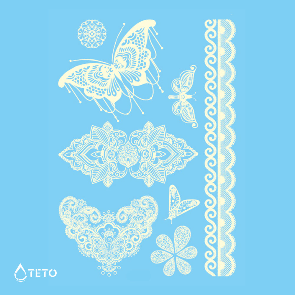 Spitzen-Schmetterlinge - Set - Weiße - TETO Temporäre Tattoos