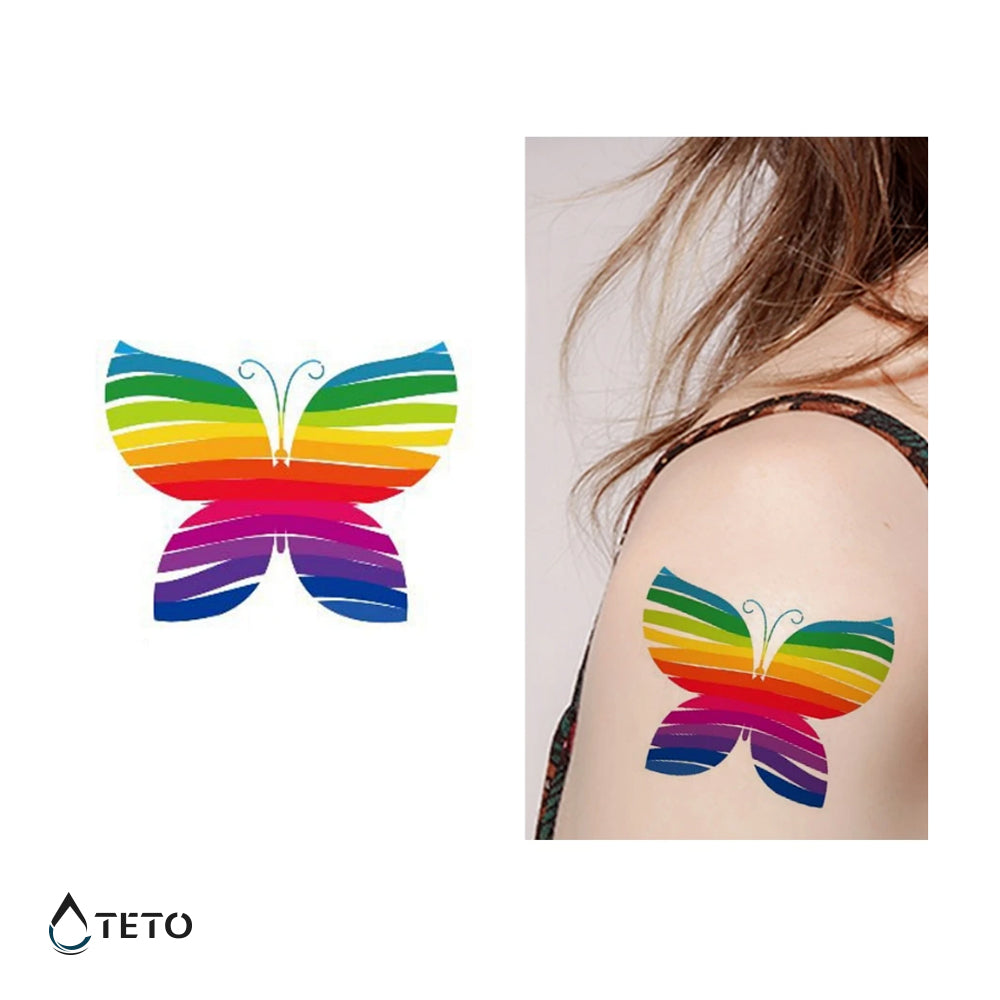 Regenbogen-Schmetterling - TETO Temporäre Tattoos