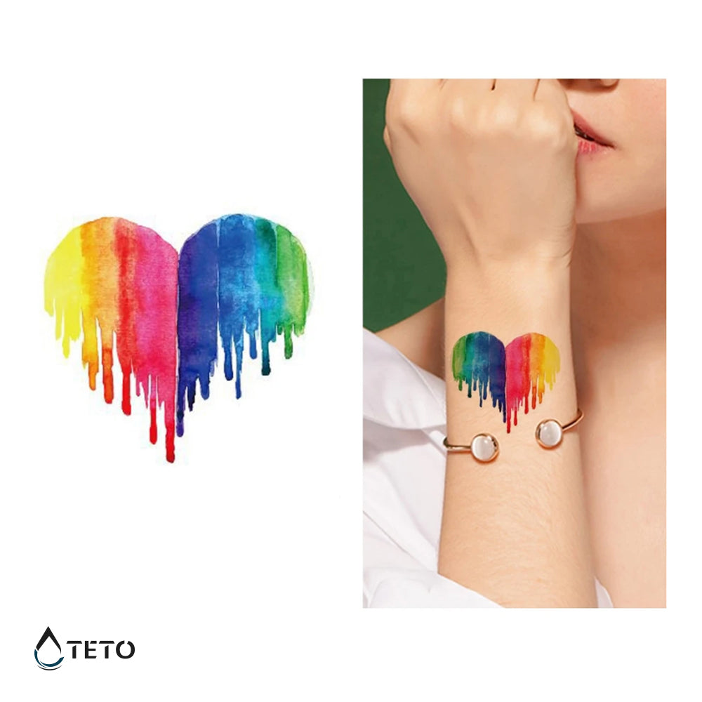 Multicolor-Herz - TETO Temporäre Tattoos