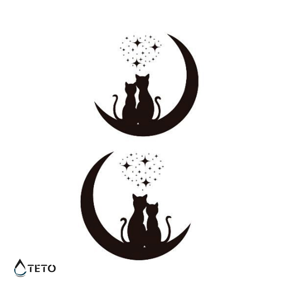 Katzen auf dem Mond - Set - TETO Temporäre Tattoos