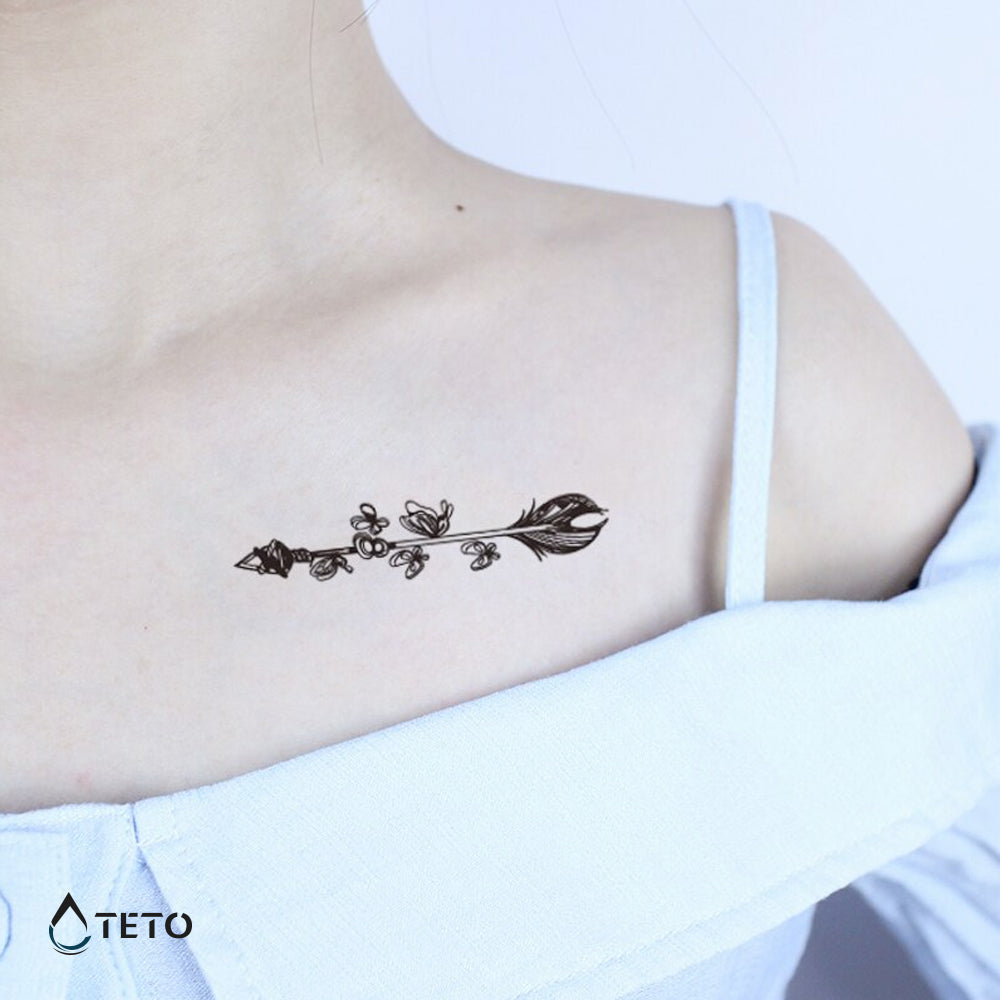 Pfeile mit Blumen - Set - TETO Temporäre Tattoos