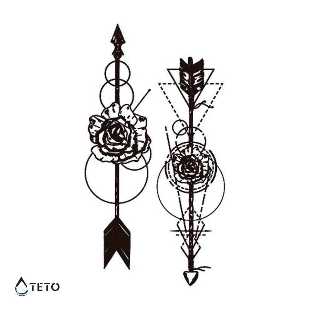 Pfeile mit Blumen - Set - TETO Temporäre Tattoos