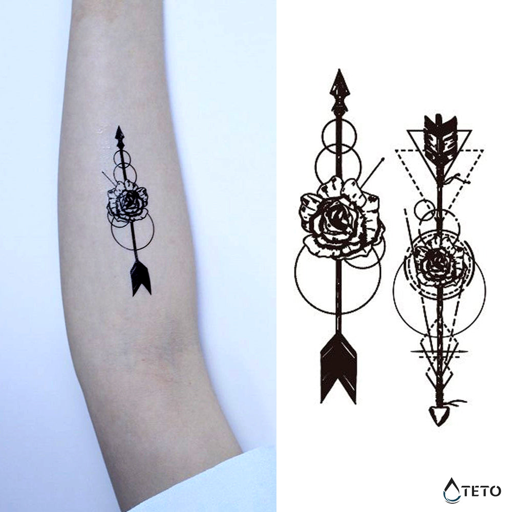 Pfeile mit Blumen - Set - TETO Temporäre Tattoos